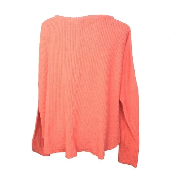 Urban Outfitters Orange Waffle Knit Jojo Thermal Long Sleeve Top Medium - Picture 7 of 9
